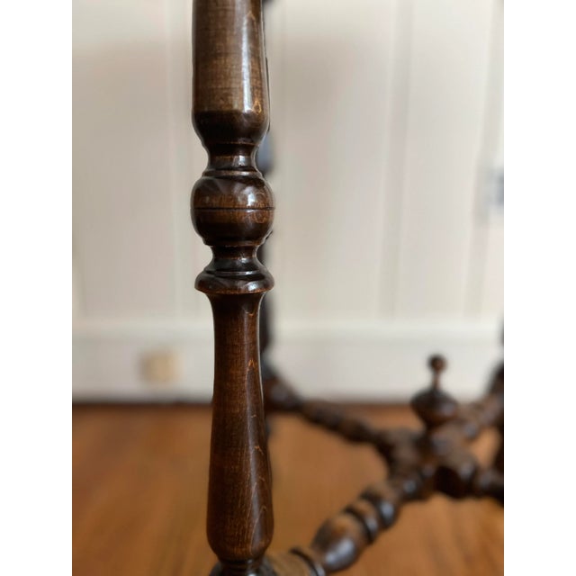 Brown Vintage Oak Scalloped Accent Table For Sale - Image 8 of 8