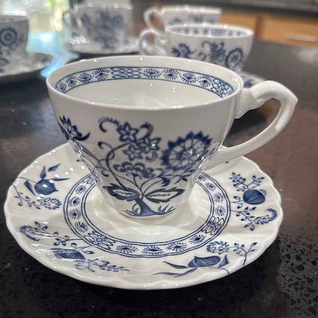 Blue Nordic Johnson Brothers set of 6 servings. 6 tea cups and 6 saucers. All in great condition. No dings nor cracks to...