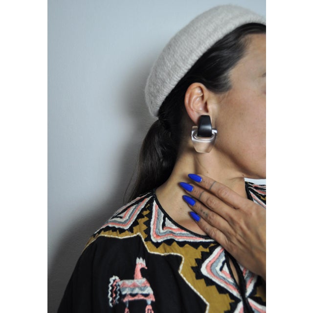 Vintage Danish Black and Transperant Ear-Clips by Monies, 2000s, Set of 2 For Sale - Image 9 of 10