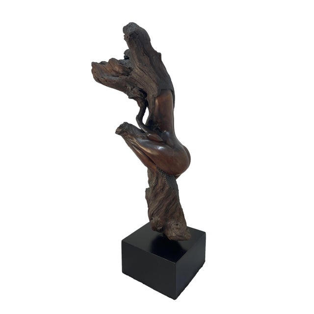 1980s Monumental Signed Wood Sculpture by Sig De Tonancour, 1984 | Organic Modern Figurative Form For Sale - Image 12 of 13