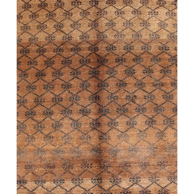 Textile Vintage Turkish Kars Tribal Rug With All-Over Modern Design in Brown Colors For Sale - Image 7 of 9