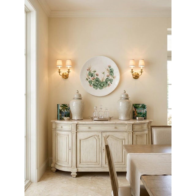 Off-white Vintage 3d Raised Geranium Botanical Ceramic Wall Platter For Sale - Image 8 of 12