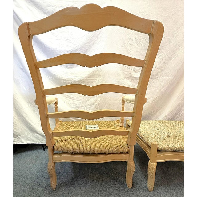Beige Vintage Kreiss Collection Ladderback Lounge Chair With Ottoman For Sale - Image 8 of 16