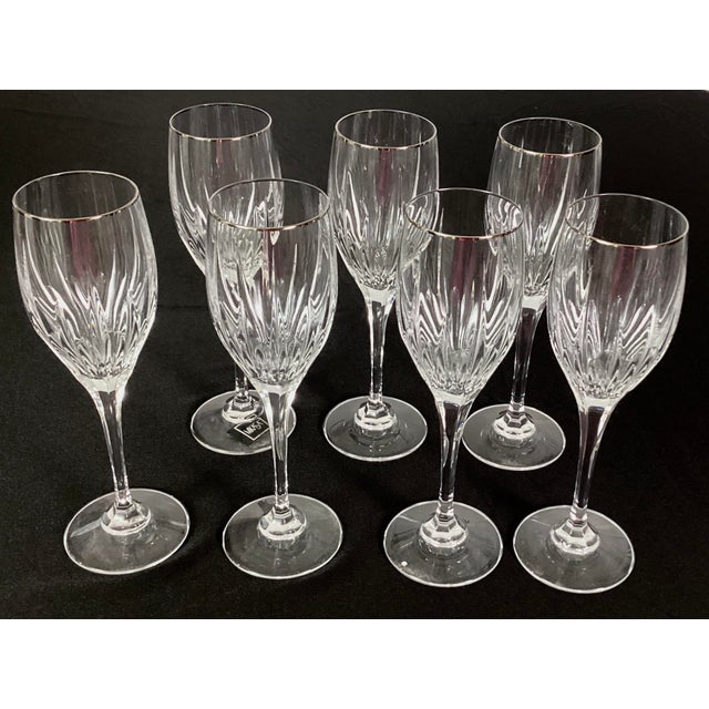 Glass 1990s Mikasa “Arctic Lights Platinum” Wine Glasses- Set of 8 For Sale - Image 7 of 7