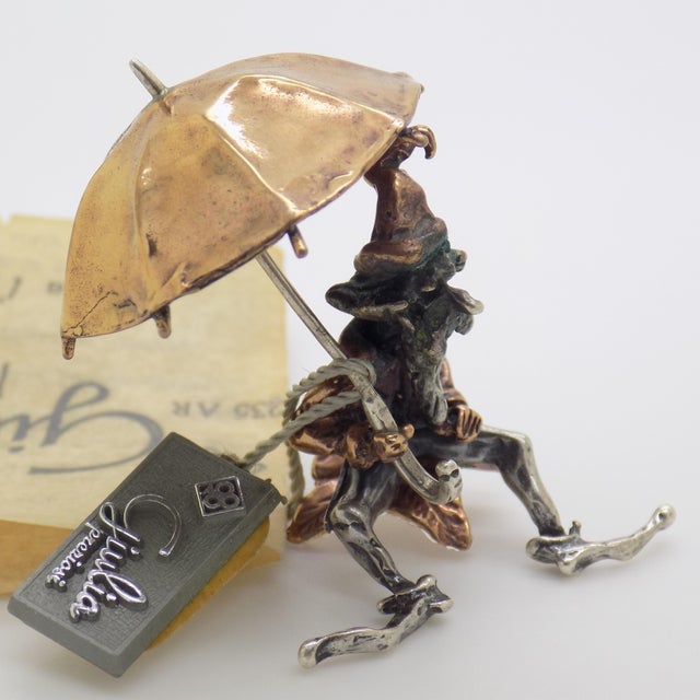 Metal Vintage Italian Handmade Sterling Silver 925 & Copper Goblin Figurine from Giulia Preziosi, 1970s For Sale - Image 7 of 13