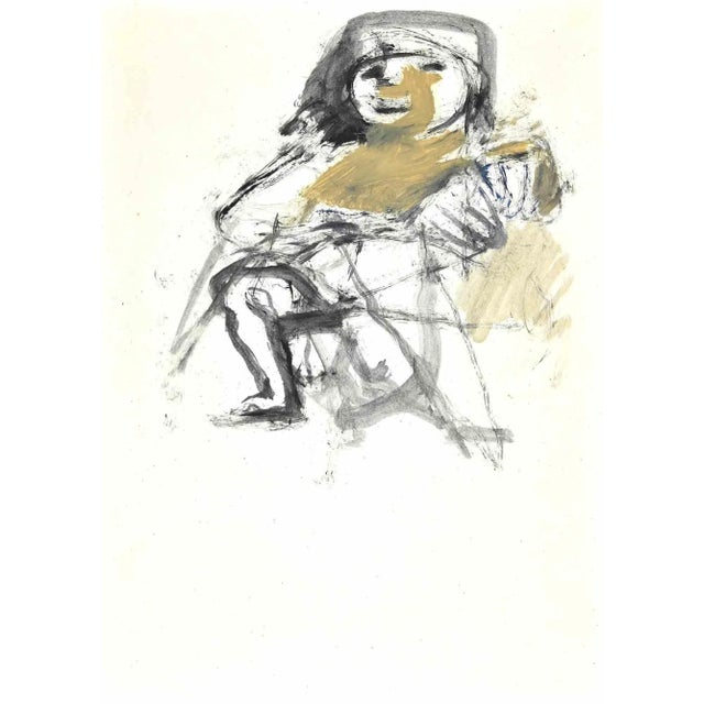 The Figure is an Original Drawing in ink and watercolor on cream-colored paper realized by Mino Maccari in the mid-20th...