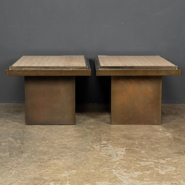 Bronze and Marble Side Tables from Belgo Chrom / Dewulf Selection, 1970s, Set of 2 For Sale - Image 3 of 18