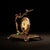 Late 20th Century Vintage Bronze Table Clock Jeweled Bird & Dog Sculptural Desk Timepiece 4.3" For Sale - Image 5 of 9