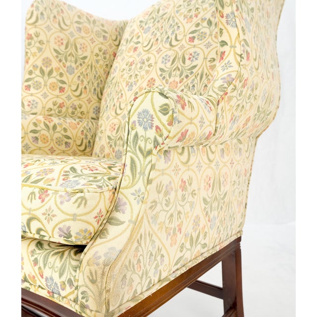 Pair of Deep Profile Antique Wing Arm Chairs Mahogany Legs Federal Style For Sale - Image 18 of 18