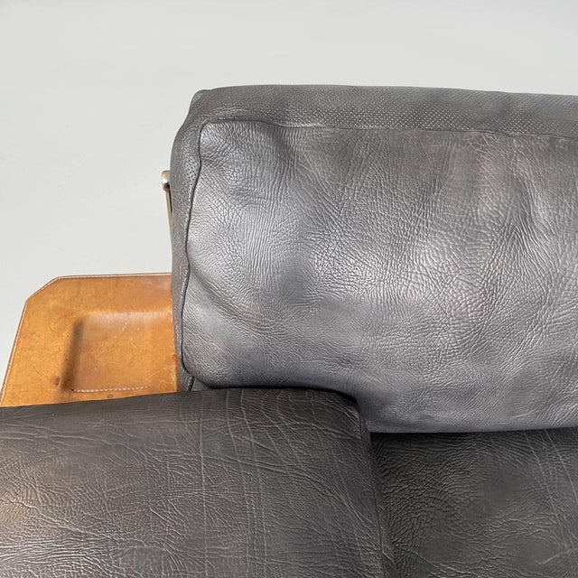 Italian Modern Black Leather Diesis Sofa attributed to Antonio Citterio and Paolo Nava for B&B Italia, 1980s For Sale - Image 9 of 18