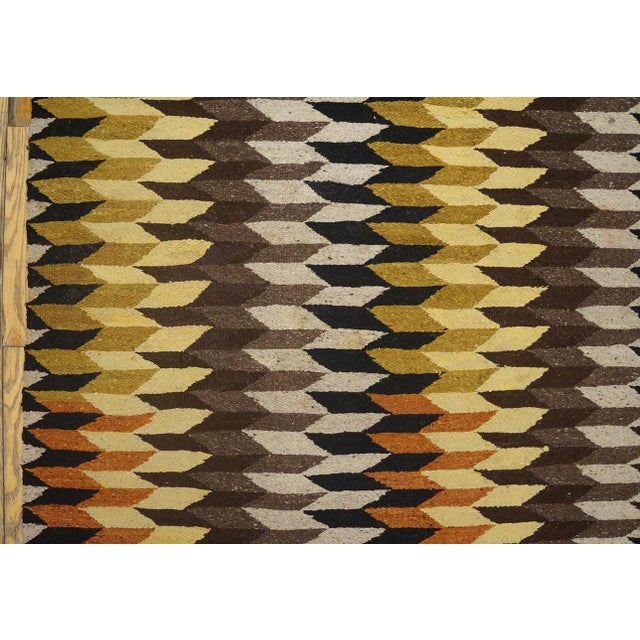 Early 20th Century 1930s Multicolor Geometric Antique American Navajo Rug 4'10" X 7'3" Flatweave Wool Carpet For Sale - Image 5 of 6