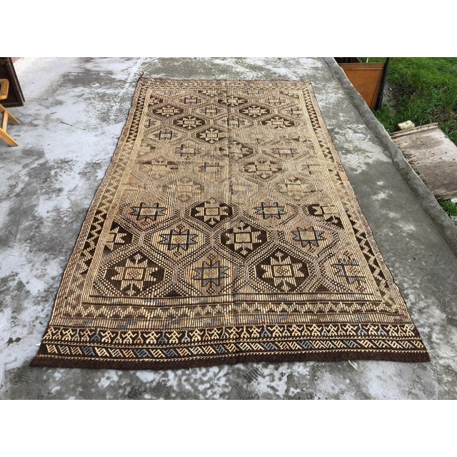 1960s Vintage Turkish Tribal Handwoven Area Rug - 5′10″ × 11′1″ For Sale - Image 10 of 10