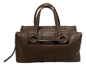 Chanel Brown Square Stitch Bowler Bag