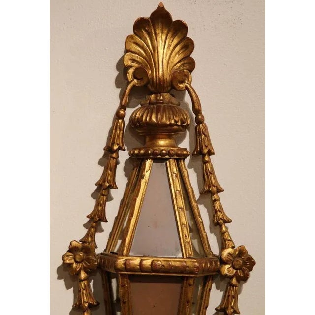 Ornamental & Decorative Materials Pair of 19th Century French Louis XVI Giltwood Mirrored Two-Light Sconces For Sale - Image 7 of 7