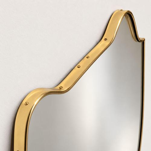 Mid 20th Century Italian Brass Shield Wall Mirror in the style of Gio Ponti, 1950s For Sale - Image 5 of 8