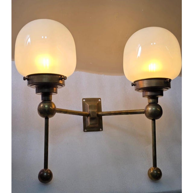 Vintage Art deco light Old Lamp Wall Sconces Fixture Brass & Milk Glass Shade Ship Light Excellent Working Condition...