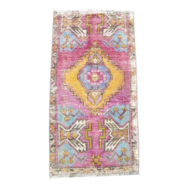 1960s Vintage Oushak Small Bohemian Rug For Sale