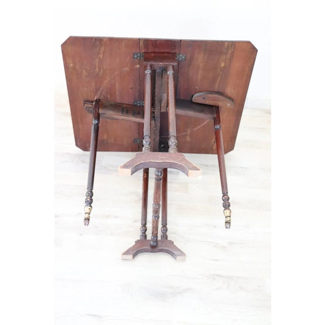 Antique Inlaid Wood Folding and Serving Table, 1880s For Sale - Image 5 of 10
