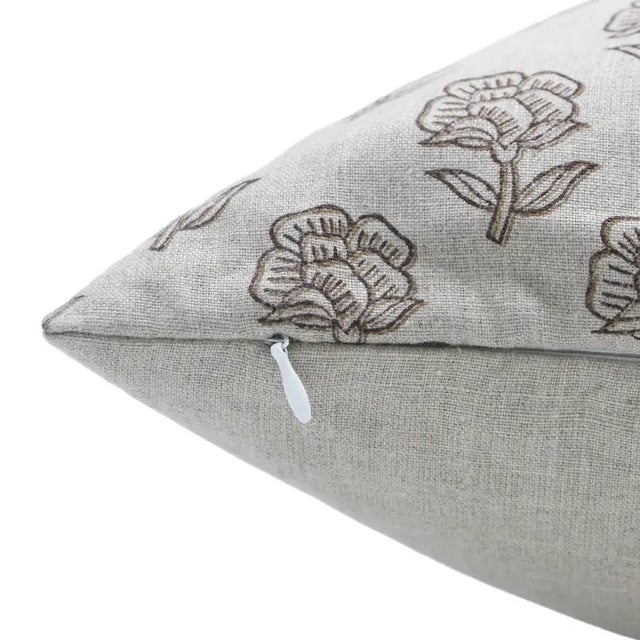 Art Deco Fabdivine Handmade Block Printed Cushion Cover 26x26 Inch Pure Linen- Rohini For Sale - Image 3 of 4