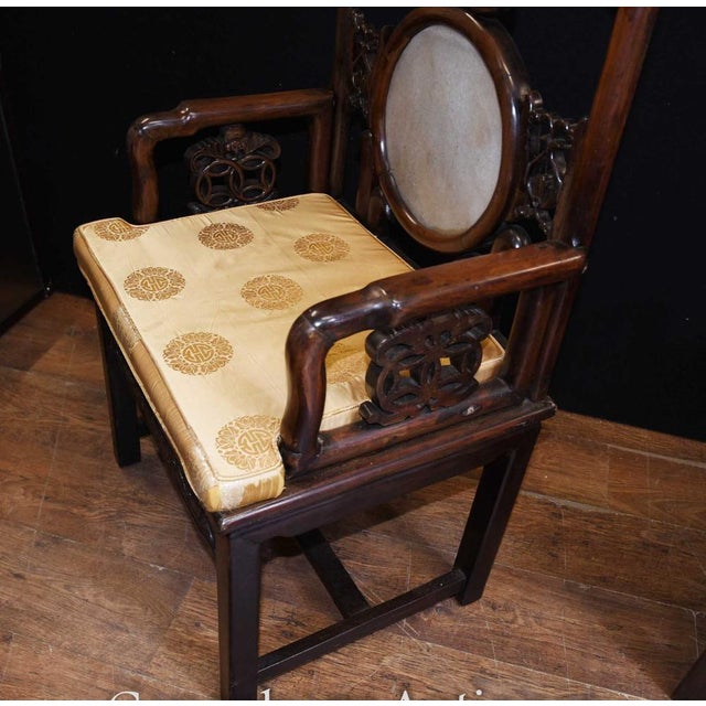 Set of 19th Century Chinese Armchairs in Hardwood For Sale - Image 4 of 16