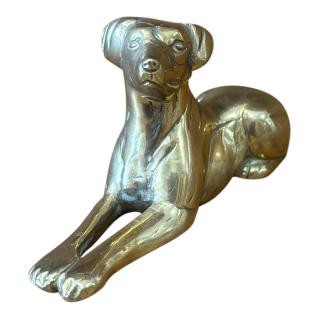 Vintage English Brass Dog Figure For Sale