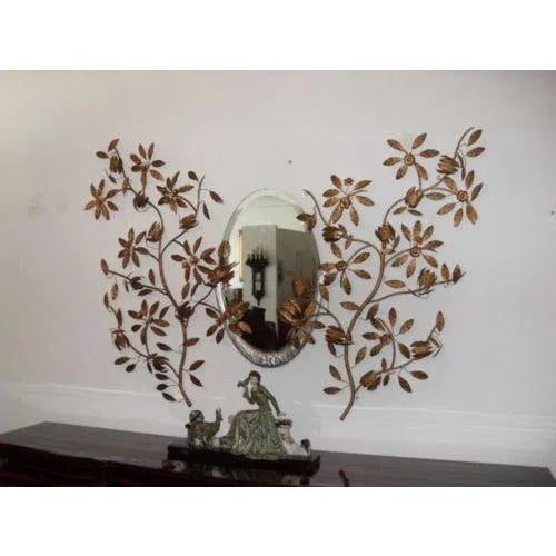 Metal C. 1920s French Art Deco Antique Gilt Floral Wall Appliques - a Pair For Sale - Image 7 of 9