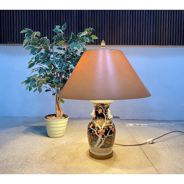Large Chinese Porcelain Vase Table Lamp with Flowering Twigs Decor, 1930s For Sale - Image 6 of 18