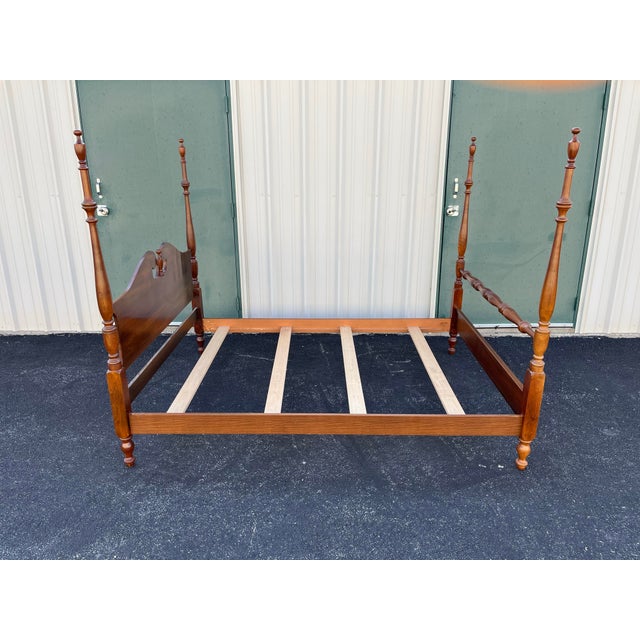 1970s Cresent Furniture Queen Cherry Poster Bed Frame For Sale - Image 9 of 12