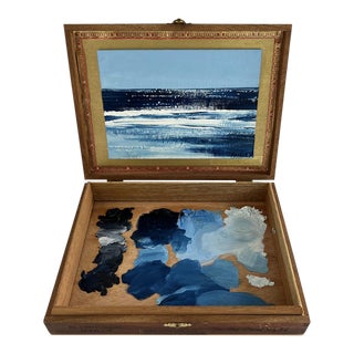 "Malibu Ocean" Contemporary Cigar Box Oil Painting For Sale