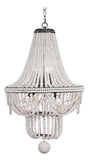 Matthew Izzo Home Bella White Birch Wood Beaded Chandelier - Large