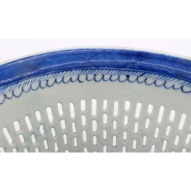 Ceramic Circa 1830-60 Blue Canton Chestnut Basket For Sale - Image 7 of 7