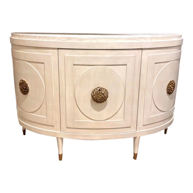 Revelation Modern White Wood Paris Demilune Console Table For Sale