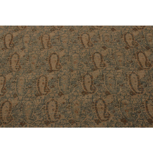 Textile Hand-Knotted Antique Khorassan Persian Rug, Beige-Brown and Blue Paisley Pattern For Sale - Image 7 of 9