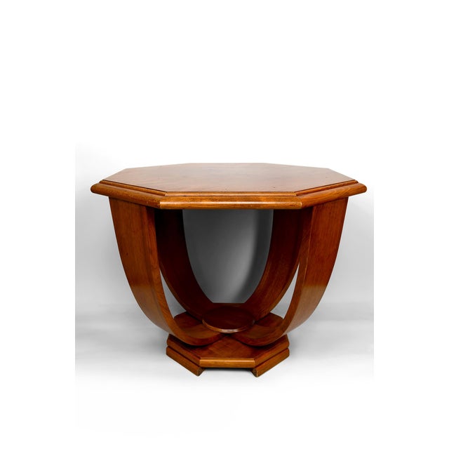 Modernist Art Deco Octagonal Walnut Side Table, France, 1930s For Sale - Image 13 of 13