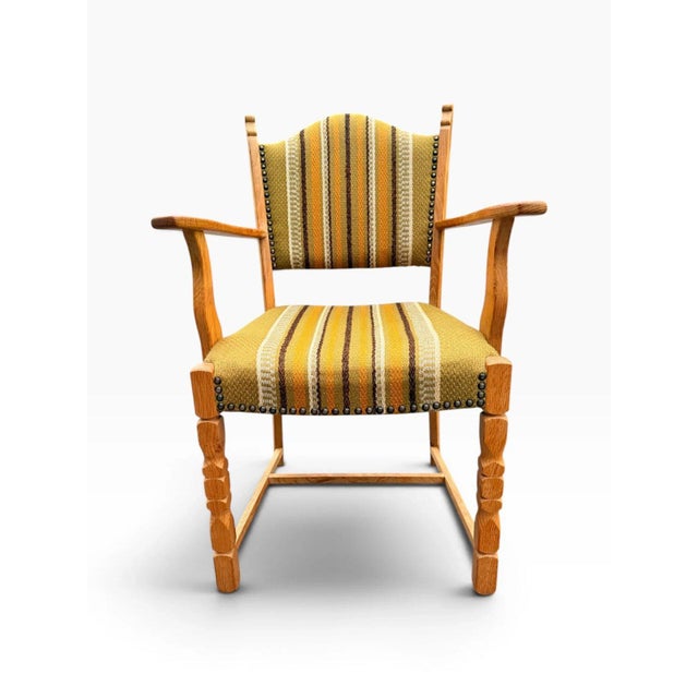 Set of Seven Danish Oak Dining Chairs by Henning Kjærnulf For Sale - Image 11 of 17