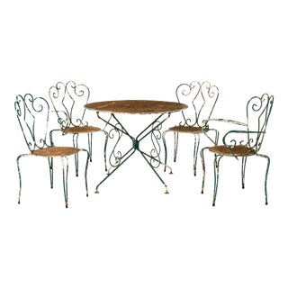Early 20th Century Outdoor Ironwork Dining Table Set For Sale