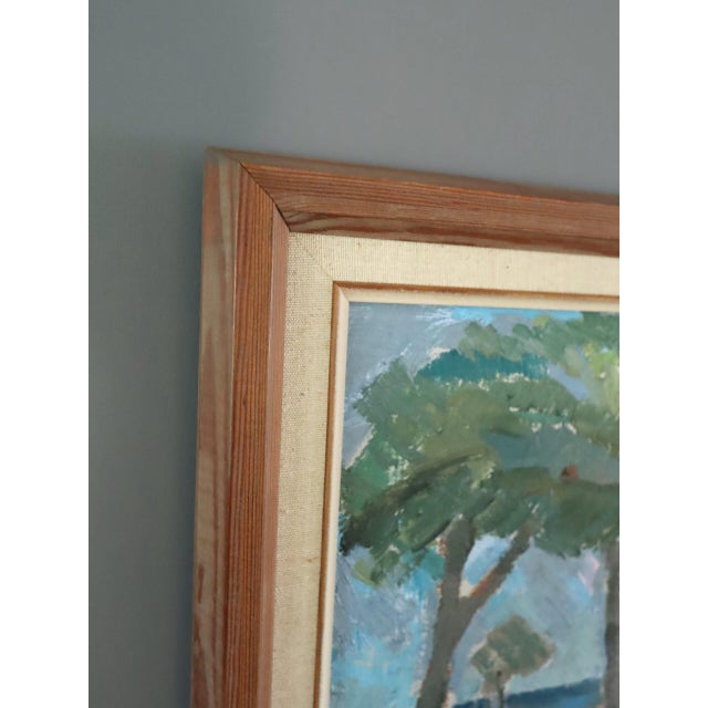 Mid-Century Modern 'Pathway to the Sea' Vintage Original Landscape Oil Painting, Framed For Sale - Image 6 of 13