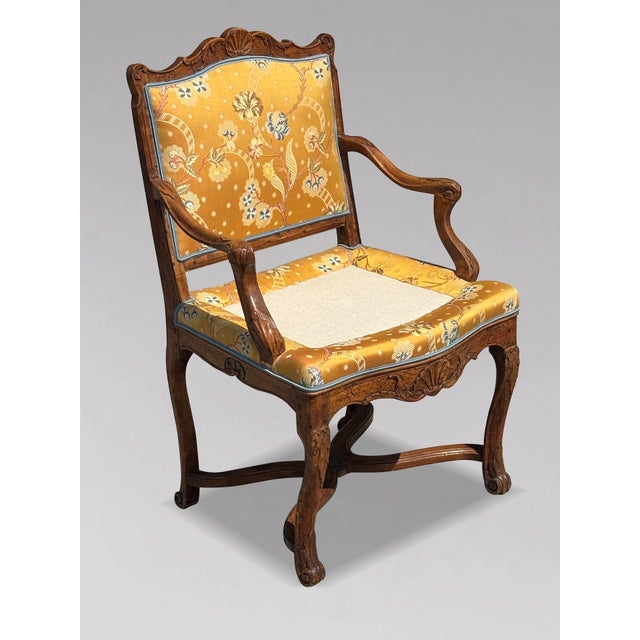 Late 18th Century 18th Century French Walnut Upholstered Armchair, 1790 For Sale - Image 5 of 13