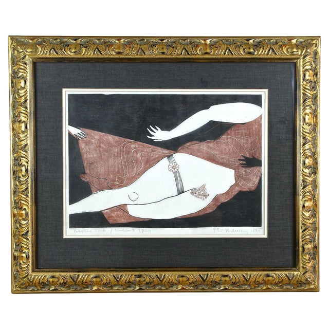 Peter K., Patinka's Work, Two Colour Linocut, 1970 For Sale