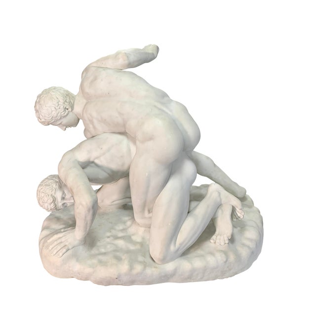 Life Size Italian Carrara Marble Roman Wrestlers Sculpture Grand Tour Antique For Sale - Image 4 of 6