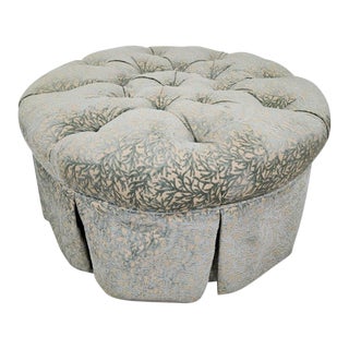 Ottoman Pouf Footstool Seafoam Green Velvet Coral Pattern For Sale