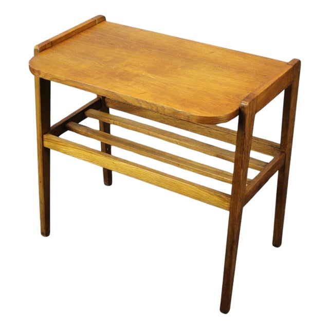 Vintage Czechoslovakian Side Table in Oak, 1960s For Sale