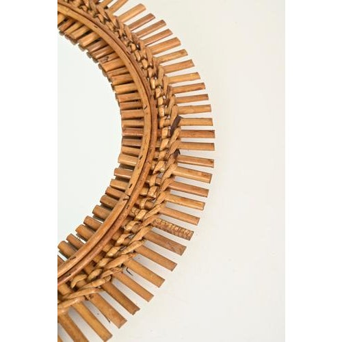 1960s Round Rattan and Bambo Mirror with Chain attributed to Franco Albini, Italy, 1960s For Sale - Image 5 of 13