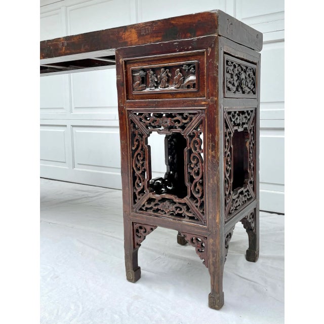Antique Asian Carved Wood Altar Console Table For Sale - Image 12 of 13