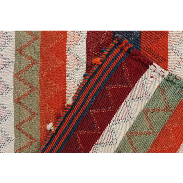 Textile 1950s Vintage Persian Kilim in Red With Plaid Multicolor Stripes by Rug & Kilim For Sale - Image 7 of 8