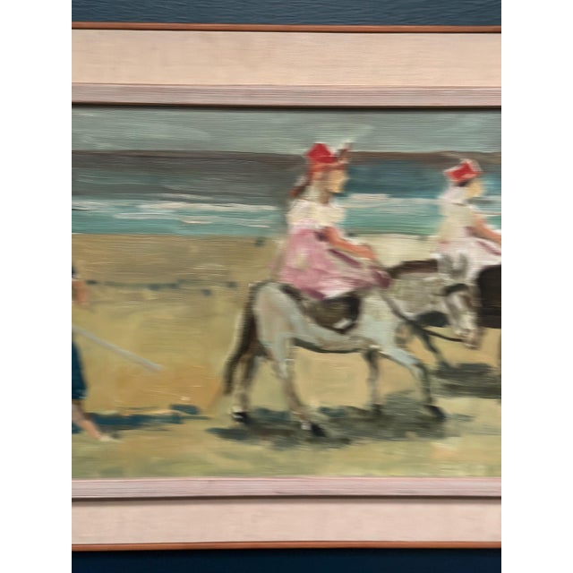 Tage Gavik, Children on Donkeys at the Beach, 1960s, Oil Painting on Canvas, Framed For Sale - Image 7 of 18