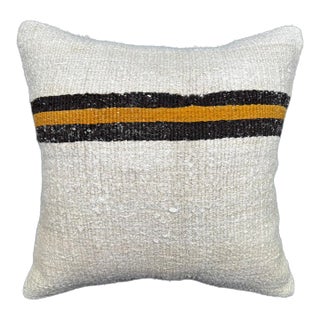 Turkish Hemp Pillow Cushion Natural Beige Black Pillow Cushion Cover 20"x20" For Sale