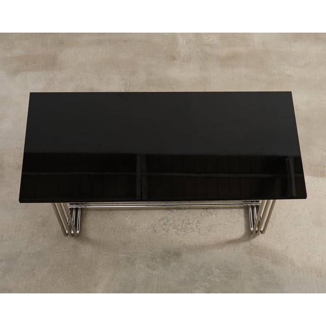 Ralph Lauren Ralph Lauren Black Lacquer and Chrome Hudson Dining Table For Sale - Image 4 of 18