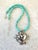 Contemporary Turquoise Beaded Neckalce With Sterling Silver Heart Pendant For Sale - Image 3 of 3