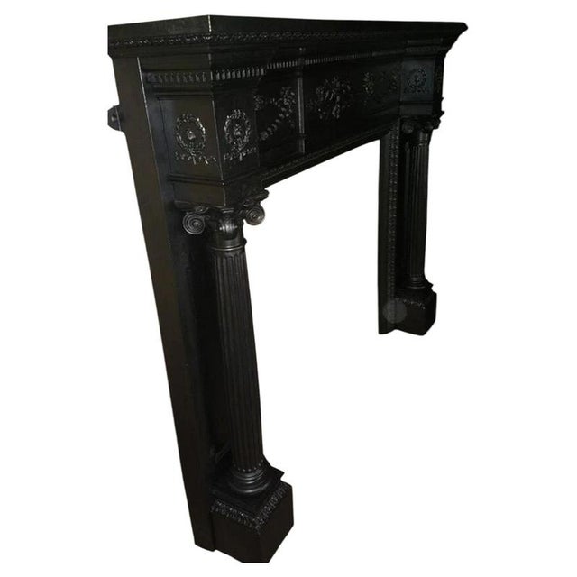 2000 - 2009 Large Victorian Neoclassical Cast Iron Fireplace Surround For Sale - Image 5 of 8